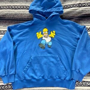 H&M The Simpsons Homer Blue Hoodie Hooded Sweatshirt Large L Oversized Fit